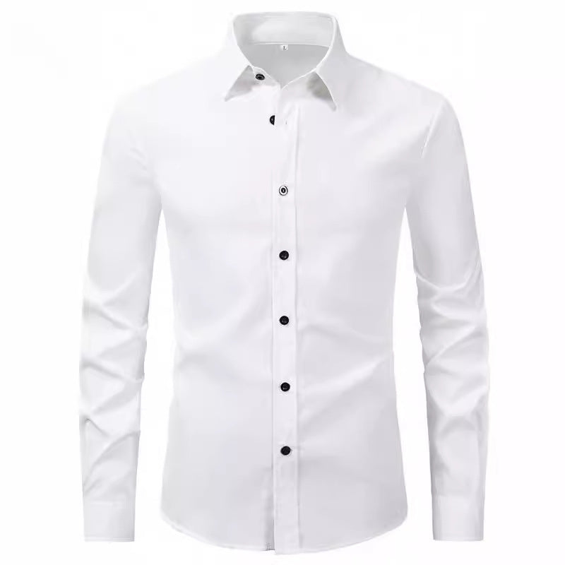 Herren elegantes Langarmhemd aus hochwertiger Baumwolle mit modernem Kragen Drune