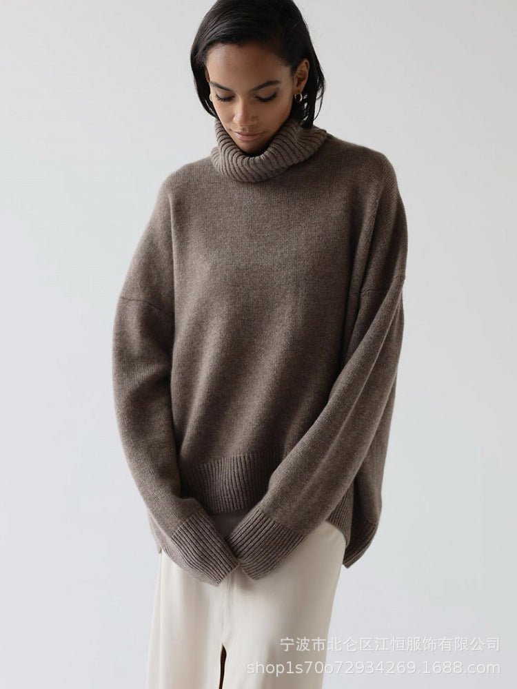 Damen Lässiger Rollkragenpullover aus hochwertigem Strick Drune