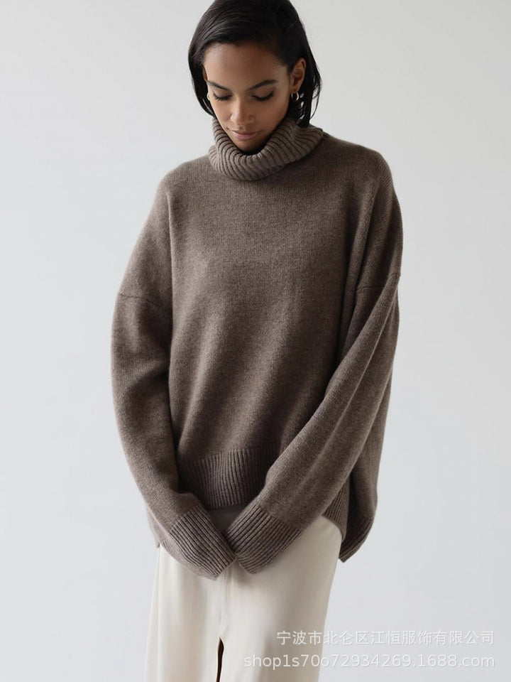 Damen Lässiger Rollkragenpullover aus hochwertigem Strick Drune