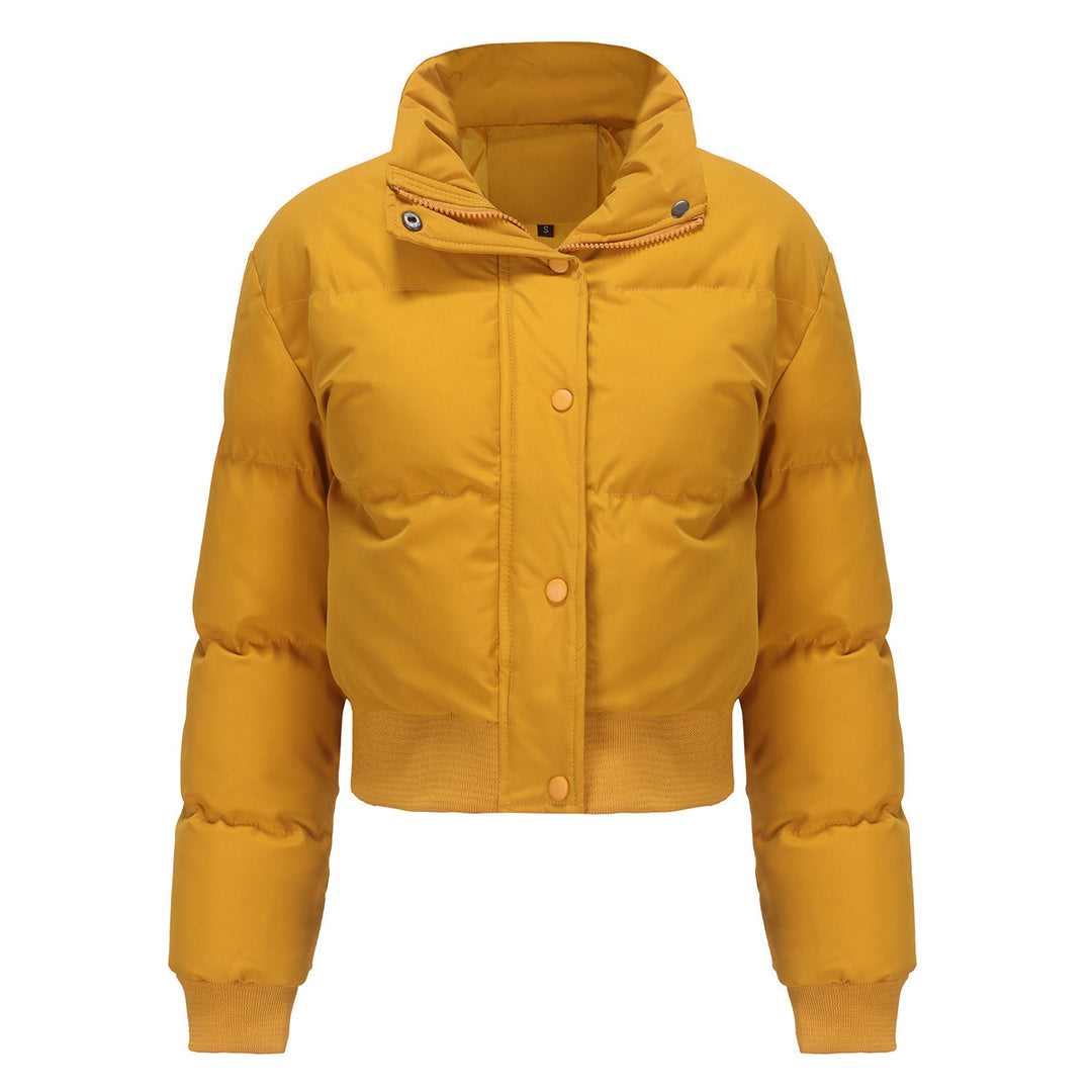 Damen cropped Steppjacke mit hohem Kragen und praktischen Druckknöpfen Drune