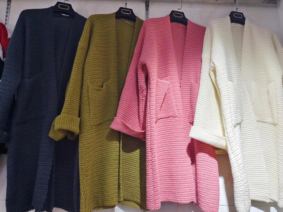 Damen Grobstrick-Cardigan mit offenen Taschen und lässiger Passform Drune