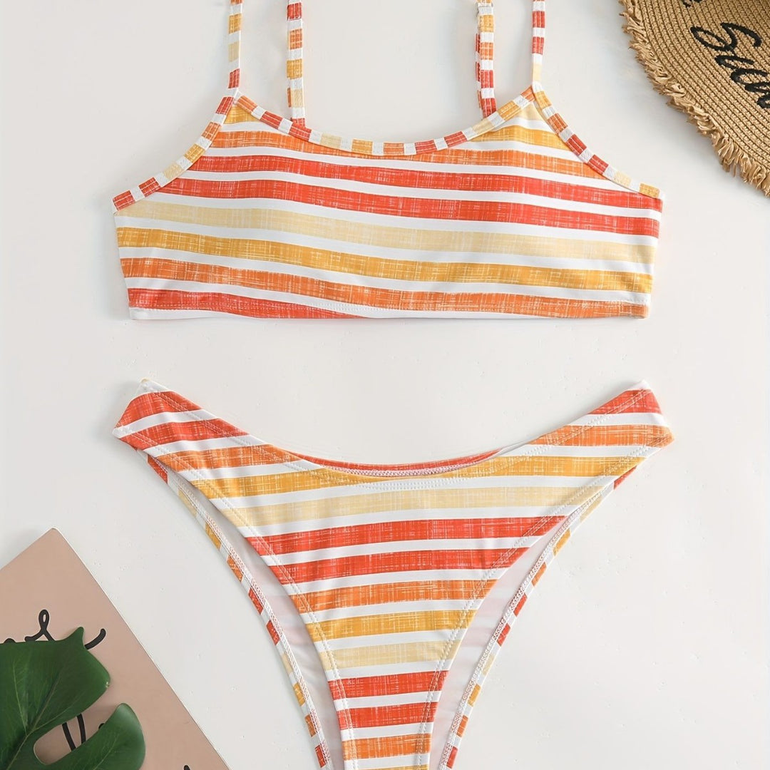 Damen Sportlicher Streifen-Bikini Drune