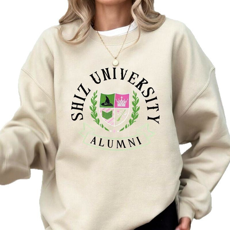 Damen Oversized Sweatshirt mit Universitätsemblem und lässigem Schnitt Drune
