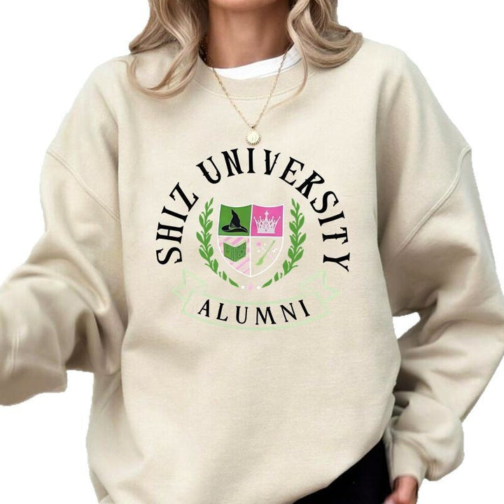 Damen Oversized Sweatshirt mit Universitätsemblem und lässigem Schnitt Drune