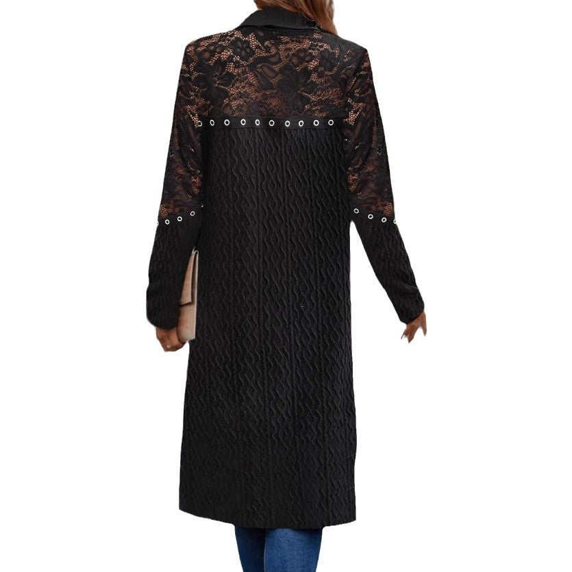 Damen Longjacke mit kreativem Spitzen-Design Drune