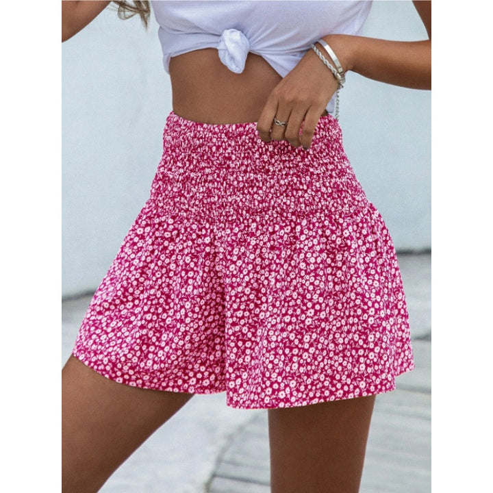 Damen Shorts mit elastischem Taillenbund und floralem Design Drune