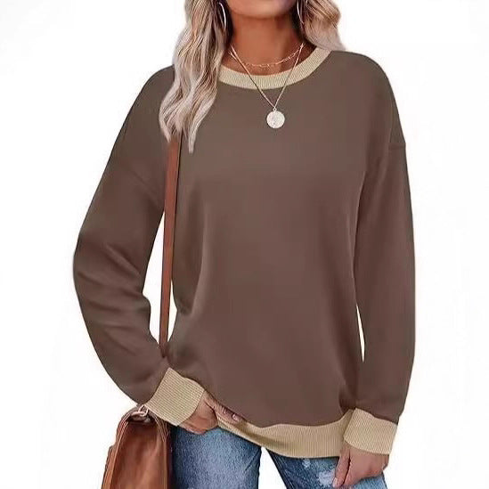 Damen Lässiger Sweatshirt mit Kontrastbündchen und oversized Passform Drune