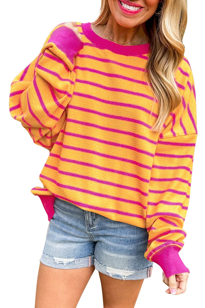 Damen lässiger und bequemer Pullover mit strukturiertem Rippenmuster und weitem Schnitt Drune