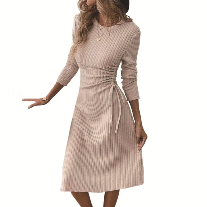 Damen Midikleid mit raffiniertem Raffungseffekt und seitlichem Bindegurt Drune