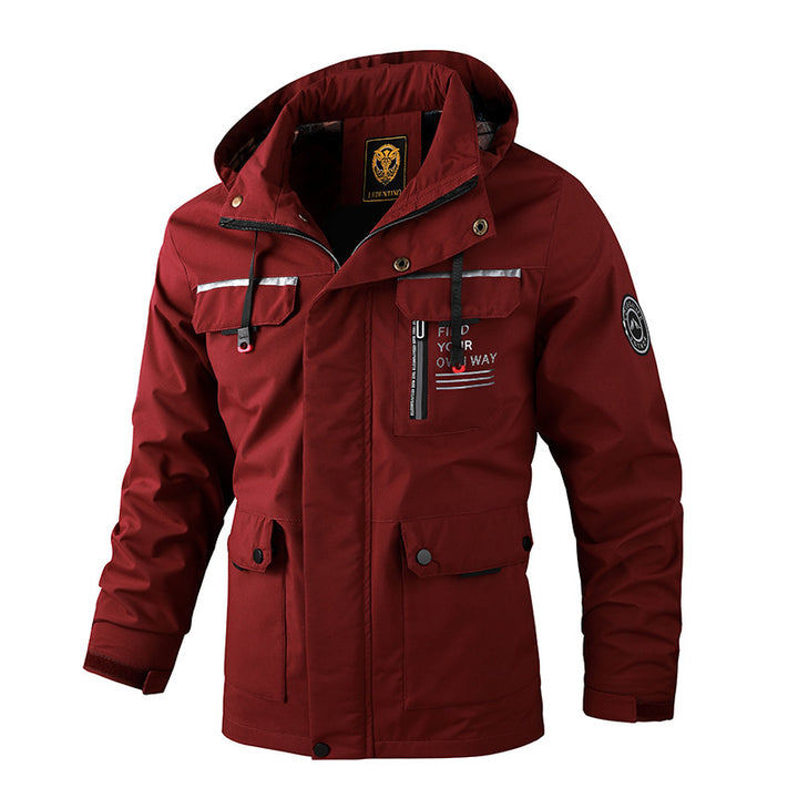 Herren nan urbaner Softshell-Parka mit verstellbarer Kapuze, Brustreißverschluss und thermischer Isolierung Drune