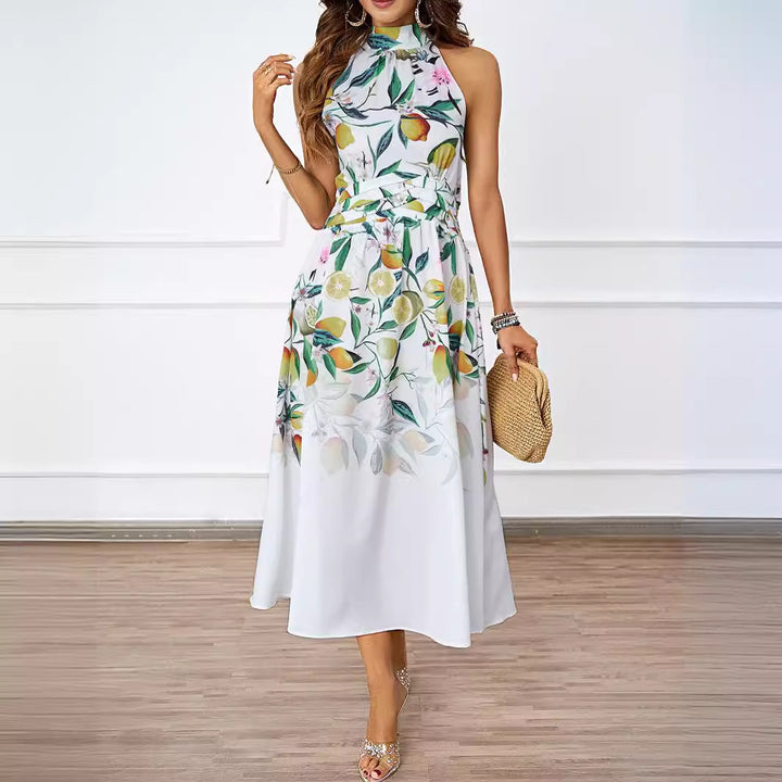 Damen Midi-Kleid mit Blumenmuster und asymmetrischem Saum Drune