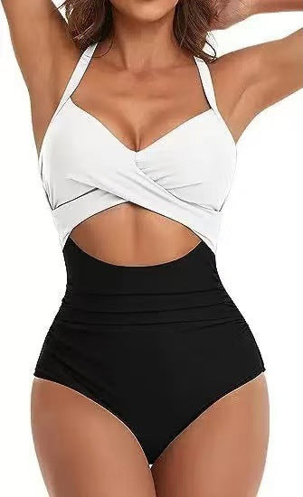 Damen Einteiliger Bikini mit modischem Cut-Out und Animal-Print Drune