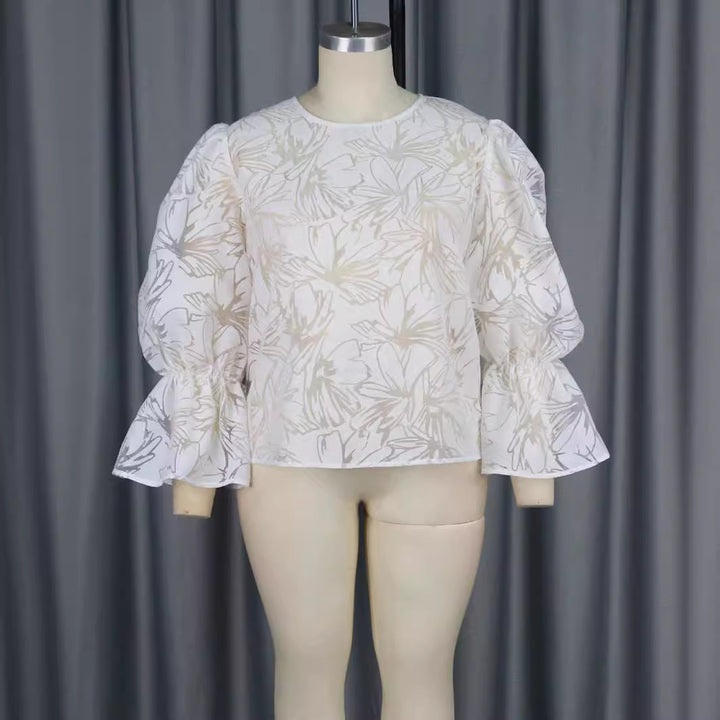 Damen Elegante Bluse mit voluminösen Ärmeln und floralem Muster Drune