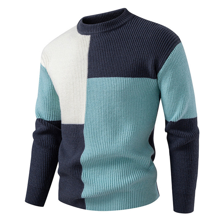 Herren farbenfroher Strukturpullover mit modernem Schnitt und Rundhalsausschnitt Drune