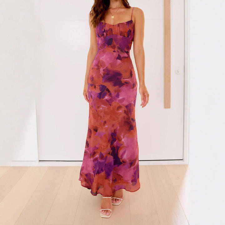 Damen Elegantes Maxikleid mit sanften Farbverlauf und filigranen Spaghettiträgern Drune