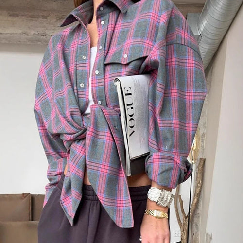 DamenOversized Karo-Hemdbluse Drune