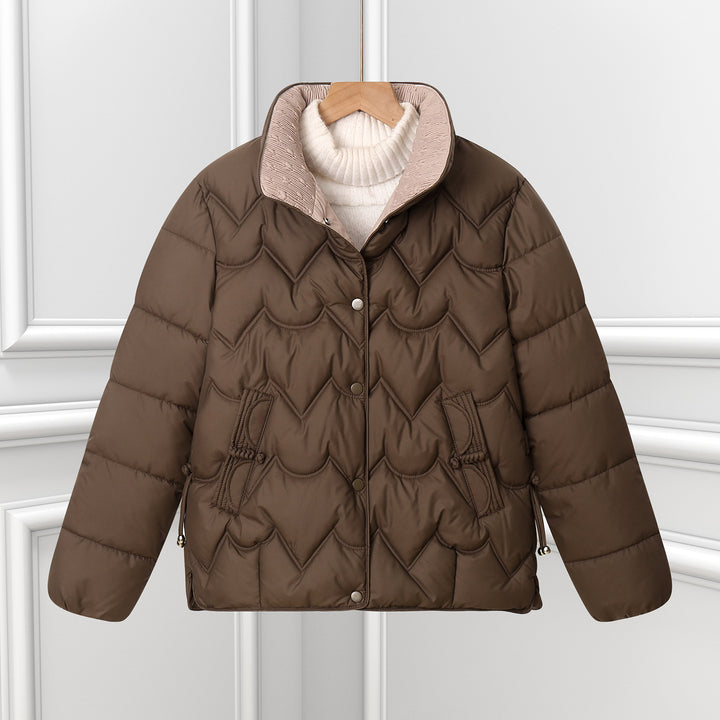 Damen Komfortable gesteppte Jacke mit hohem Kragen und Reißverschlusstaschen Drune
