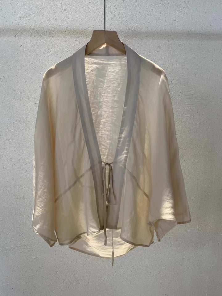 Damen Leichte Durchsichtige Wickeljacke Drune