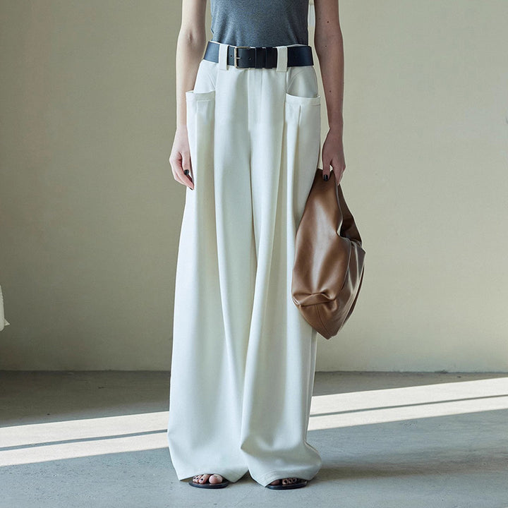 Damen elegante und weit geschnittene Palazzo-Hose Drune