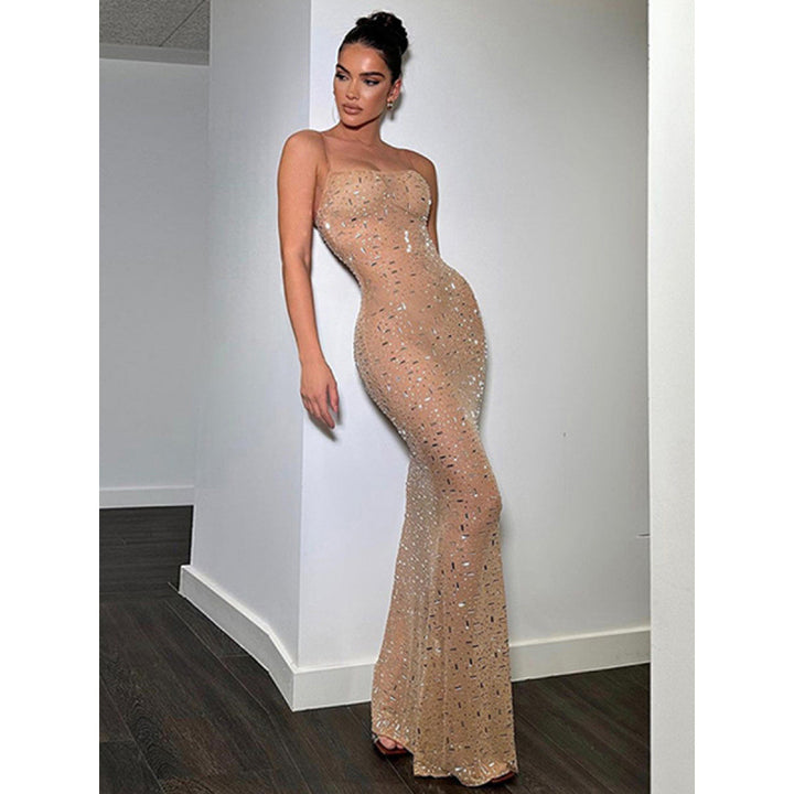 Damen Glamouröses Abendkleid mit schimmerndem Paillettenbesatz Drune