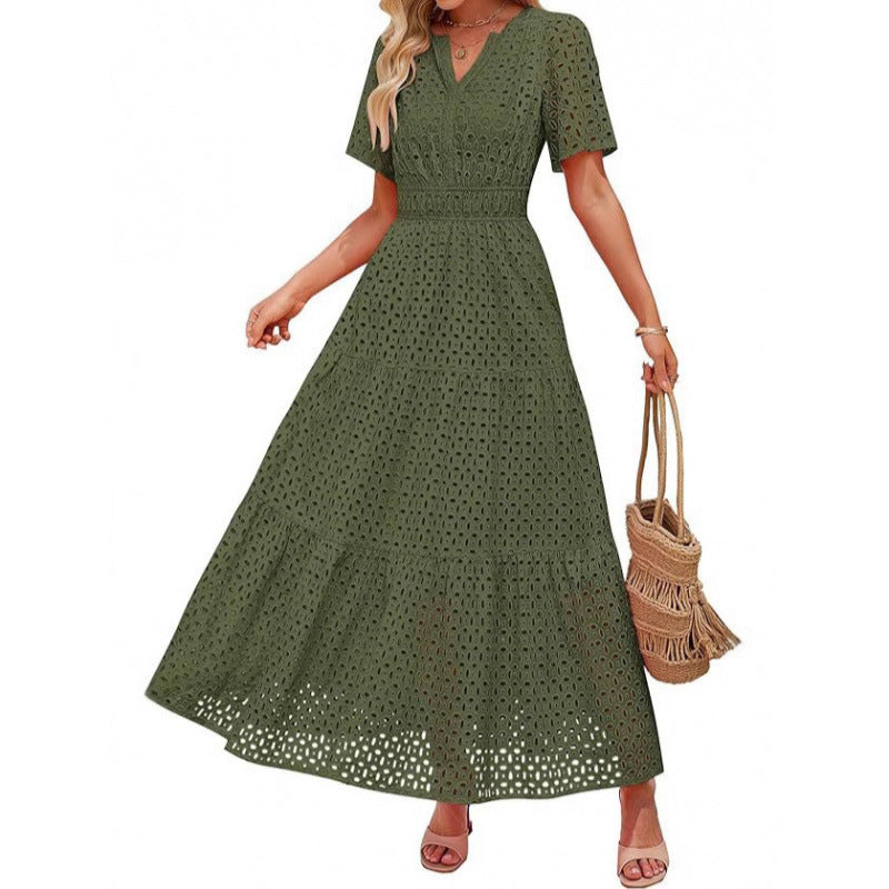 Damen Maxikleid mit gehäkeltem Muster Drune