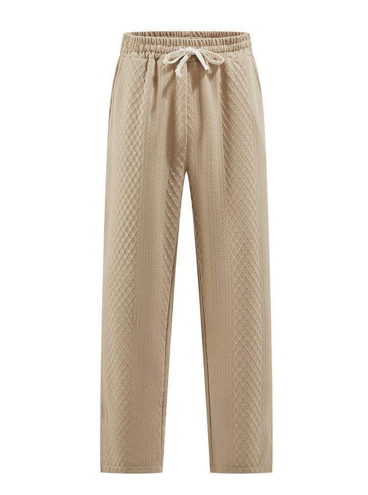 Damen nan komfortable strukturierte Loungehose mit elastischem Kordelbund und geradem Bein Drune