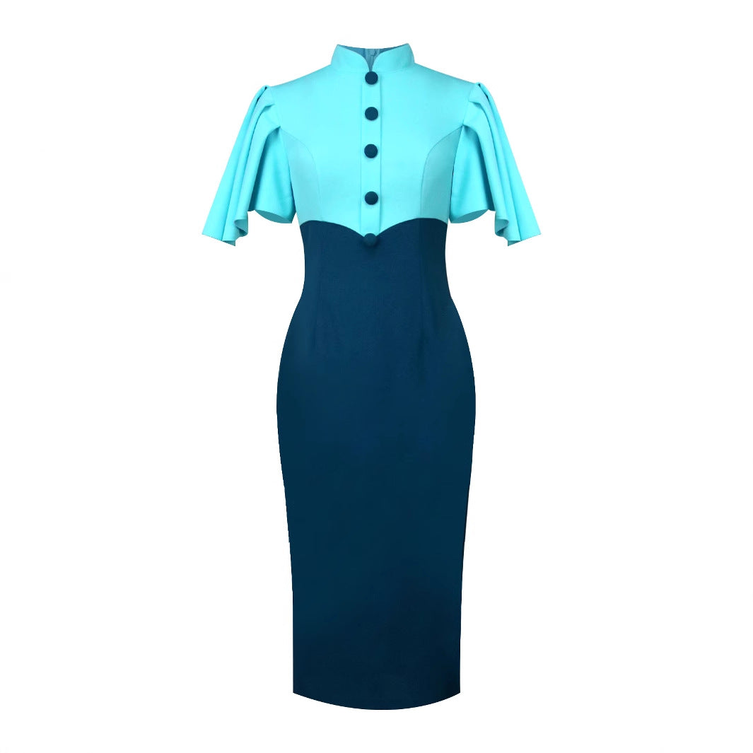 Damen Elegantes Bleistiftkleid mit Volantärmeln Drune