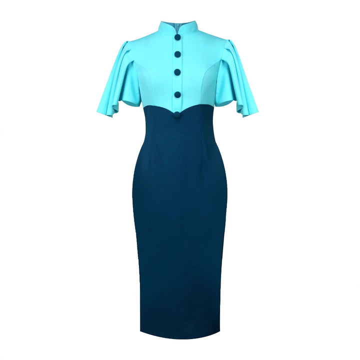 Damen Elegantes Bleistiftkleid mit Volantärmeln Drune