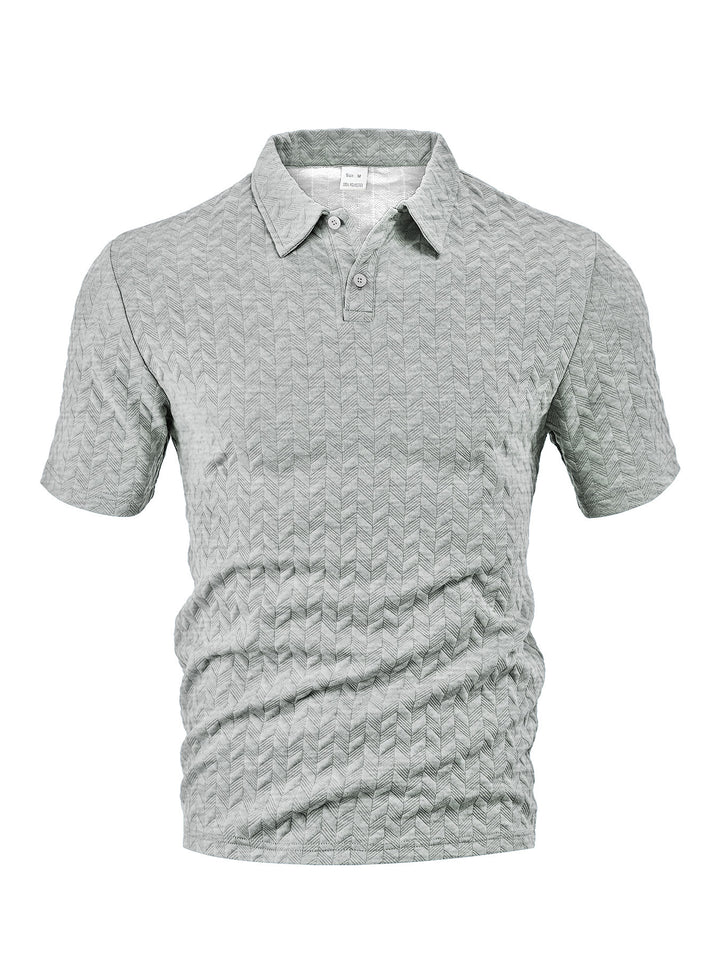 Herren nan kurzärmeliges Poloshirt mit eingeprägter Zickzackstruktur und klassischem Hemdkragen Drune