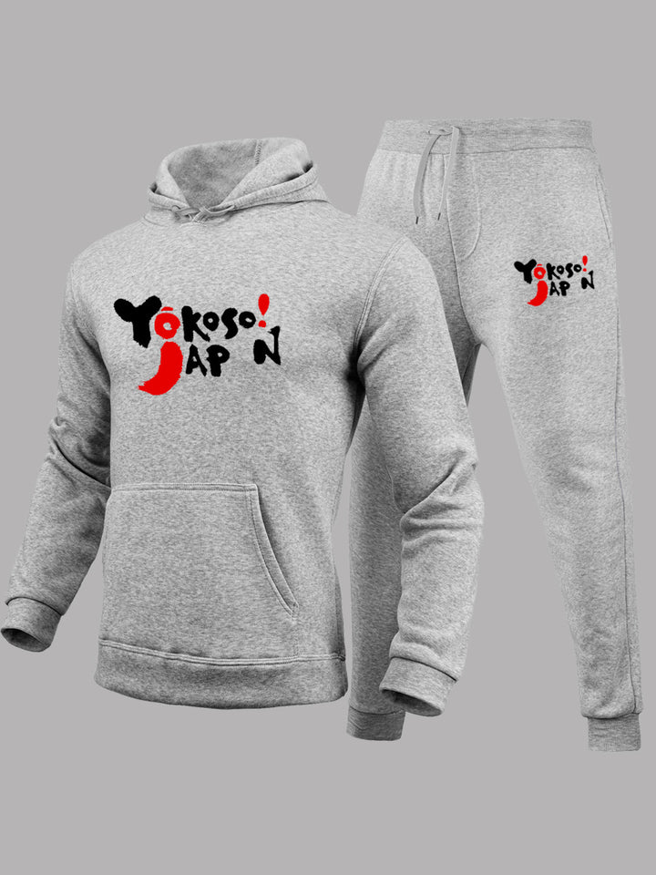 Damen sportliches Hoodie- und Jogginganzug Set mit modernem Schriftzug Drune