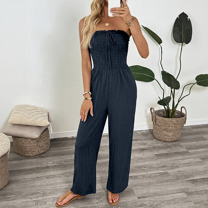 Damen lässiger Jumpsuit mit schmeichelndem Gummibund und verstellbarem Träger Drune