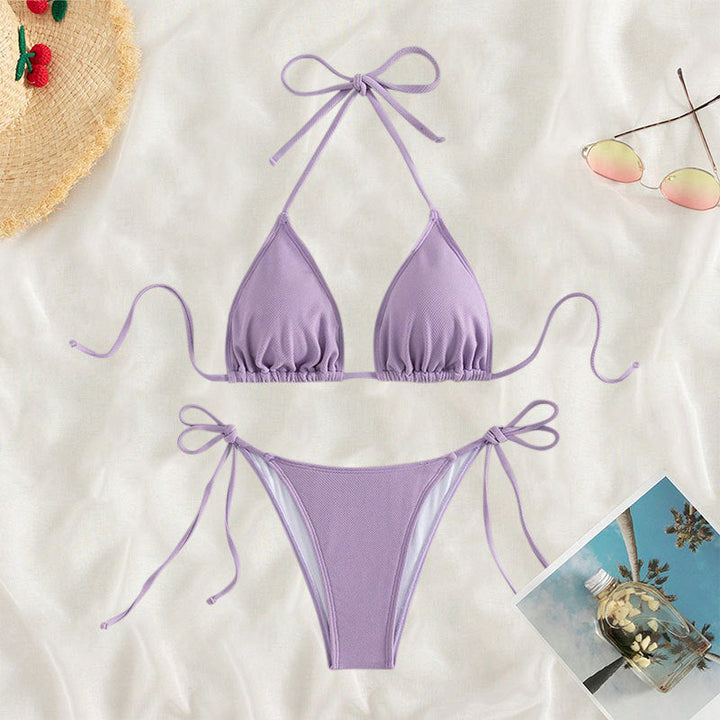 Damen Triangel-Bikini mit verstellbaren Bindebändern und hoher Beinausschnitt Drune