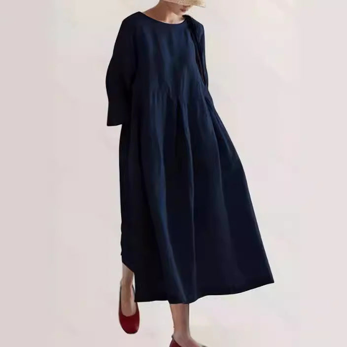 Damen lässiges Sommerkleid im A-Linien Schnitt mit 3/4 Ärmeln Drune