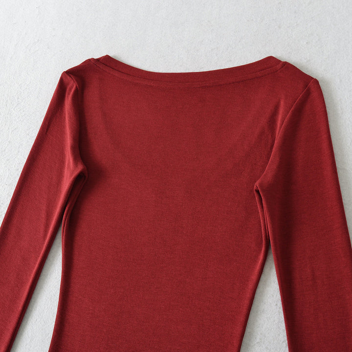 Damen Langarmshirt mit elegantem Rundhalsausschnitt und figurbetonendem Schnitt Drune