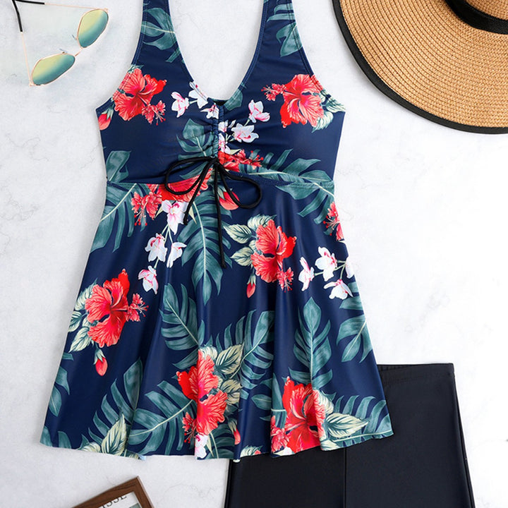 Damen Tankini-Set mit floralem Design und verstellbarem Oberteil Drune