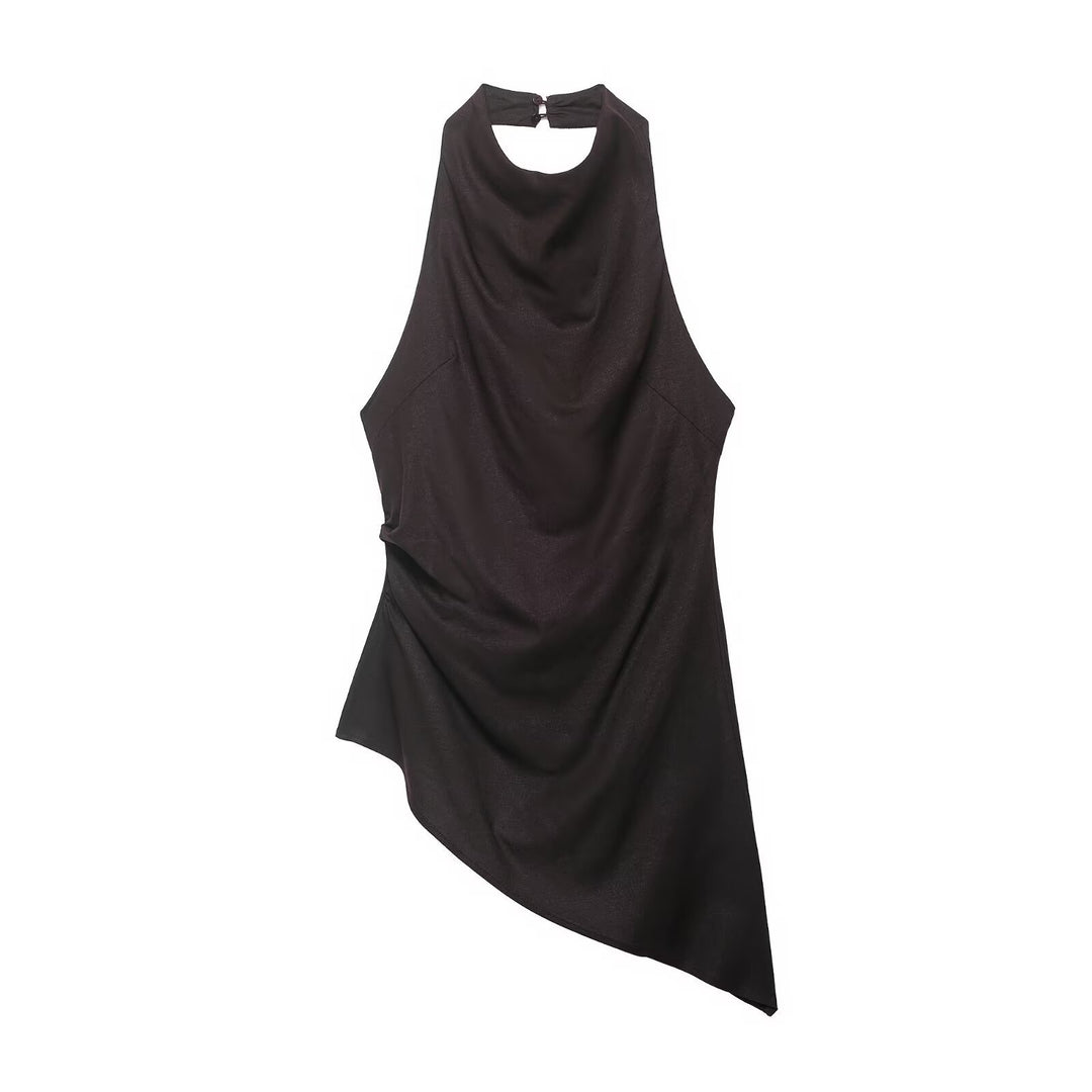 Damen asymmetrisches Top mit eleganter Drapierung Drune