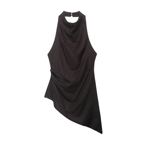 Damen asymmetrisches Top mit eleganter Drapierung Drune