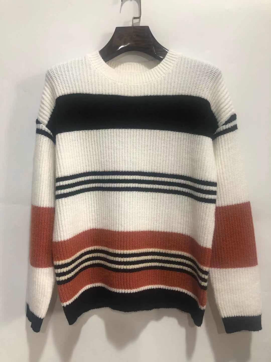 Damen Grobstrickpullover mit vielseitigem Streifenmuster Drune