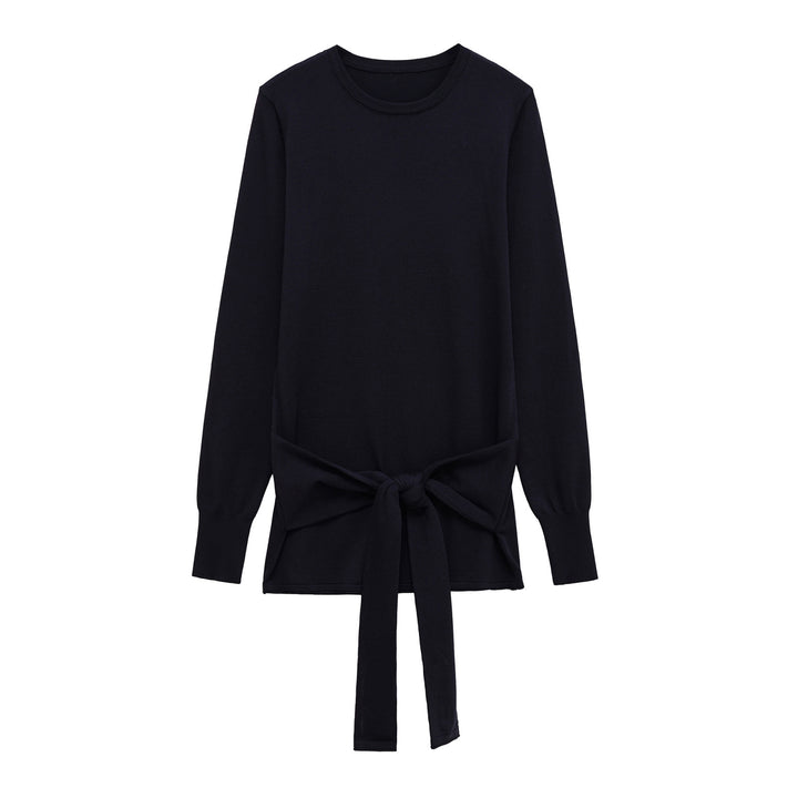Damen lässiges Langarmshirt mit seitlichem Knotendetail Drune