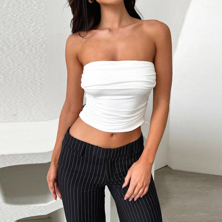 Damen Bandeau Top mit gerafftem Design Drune