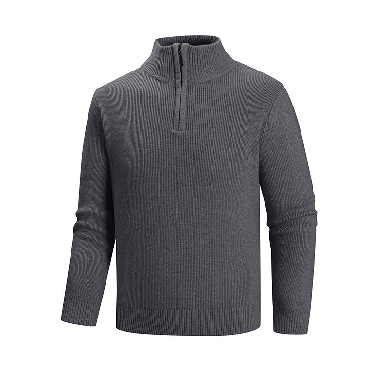 Herren modischer Strickpullover mit halbem Reißverschluss und strukturiertem Muster Drune