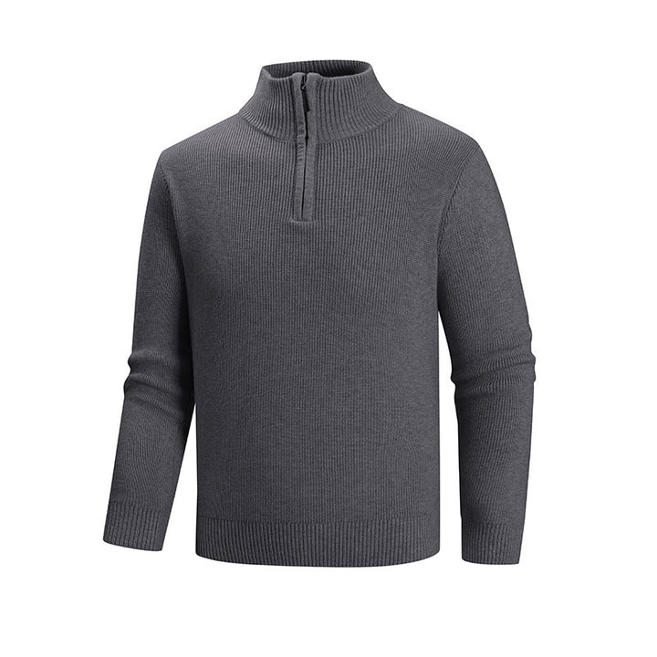 Herren modischer Strickpullover mit halbem Reißverschluss und strukturiertem Muster Drune