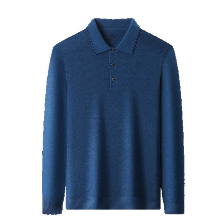 Herren Langarm-Polohemd mit strukturiertem Design und modischem Kragen Drune