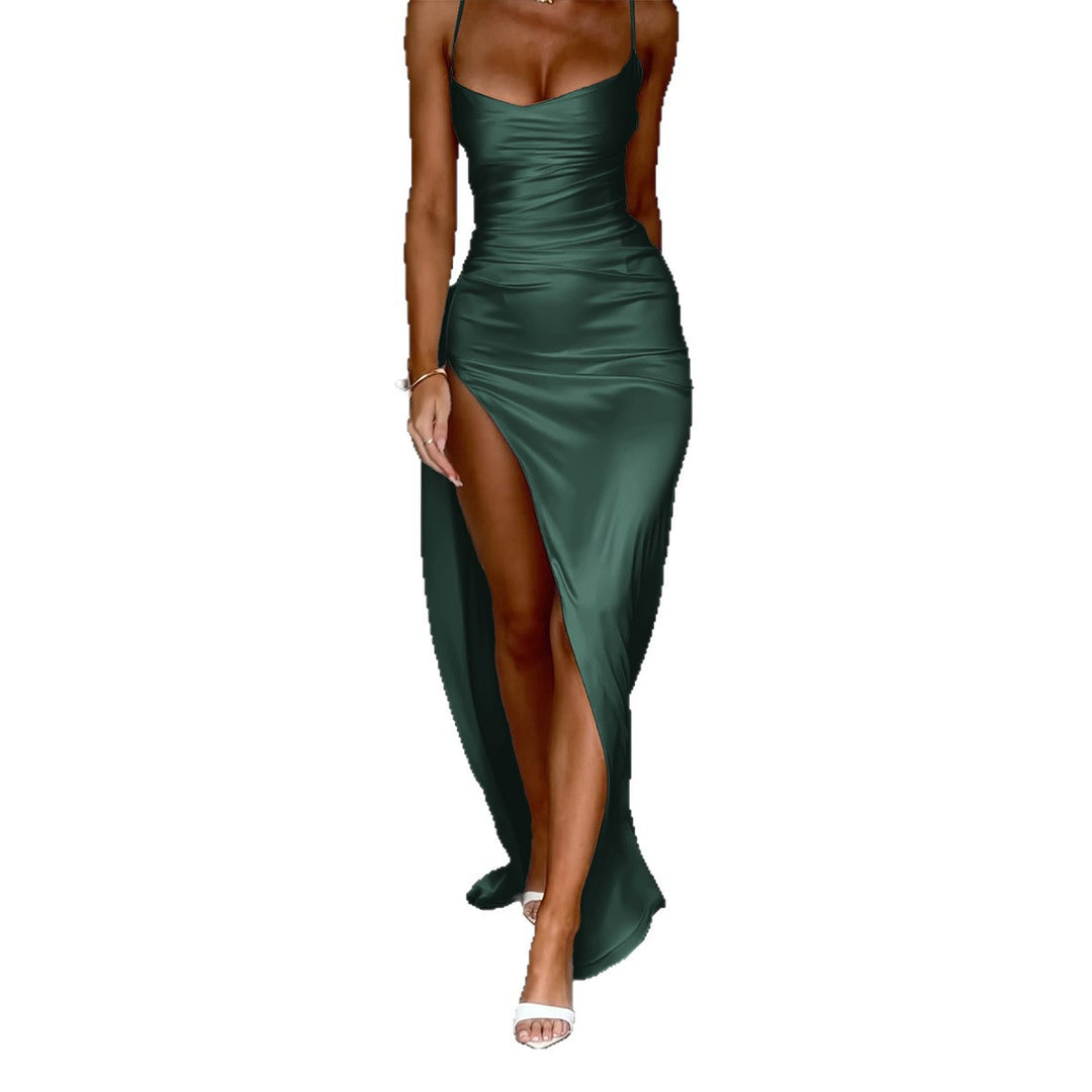 Damen Elegantes Wickelkleid mit hohem Schlitz und verführerischen Spaghettiträgern Drune
