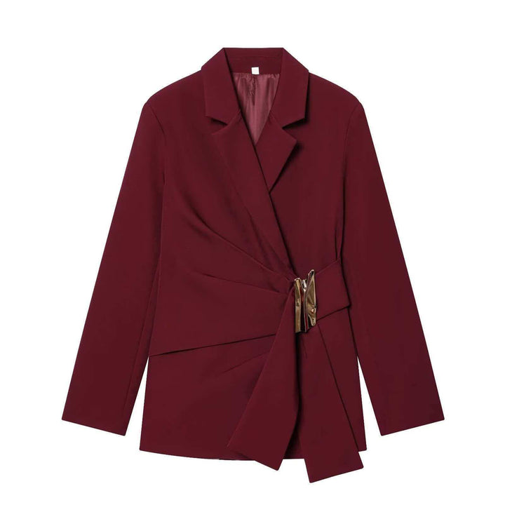 Damen nan elegante High‑Waist Weitbein-Anzughose mit flachem Bund und verdeckter Naht Drune
