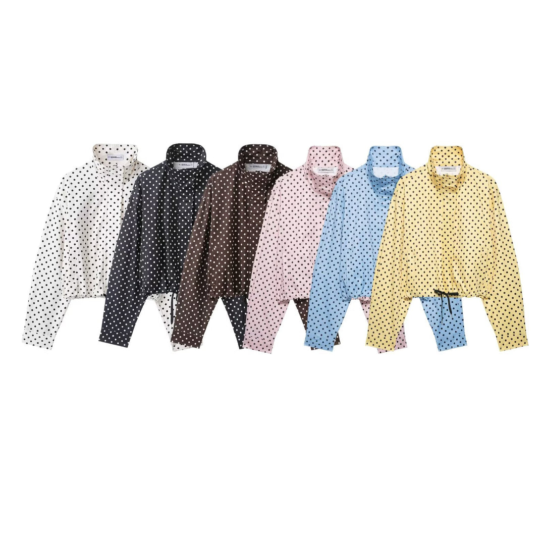 Damen nan kurz geschnittene Regenjacke mit Punktmuster und verstellbarem Kordelzug Drune