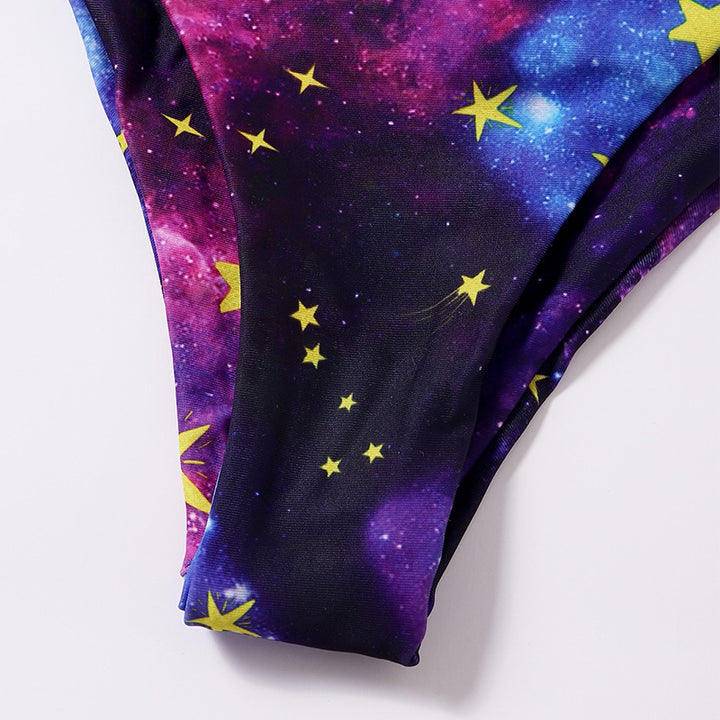 Damen Bikiniset mit verspieltem Knotendesign und galaktischem Muster Drune