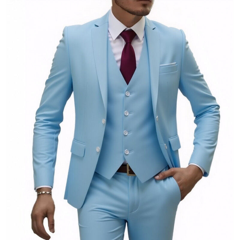 Herren nan dreiteiliges Slim-Fit Anzugset mit Weste, schmalem Revers und taillierter Silhouette Drune