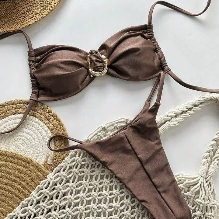 Damen Bikinis mit dekorativem Accessoire Drune