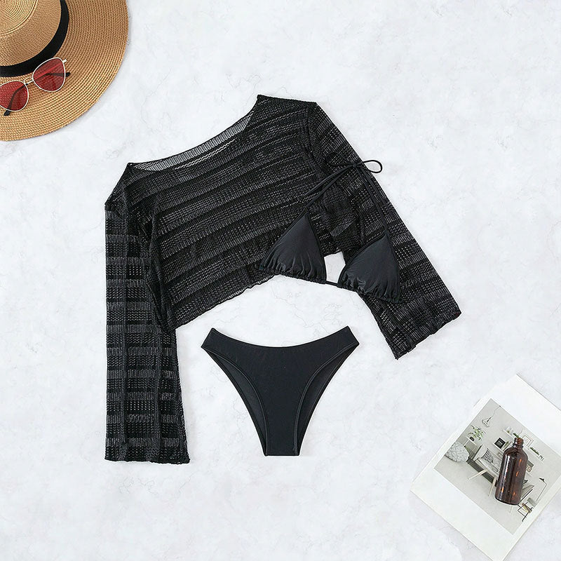 Damen Transparente Bademode mit Langarm und verspieltem Design Drune